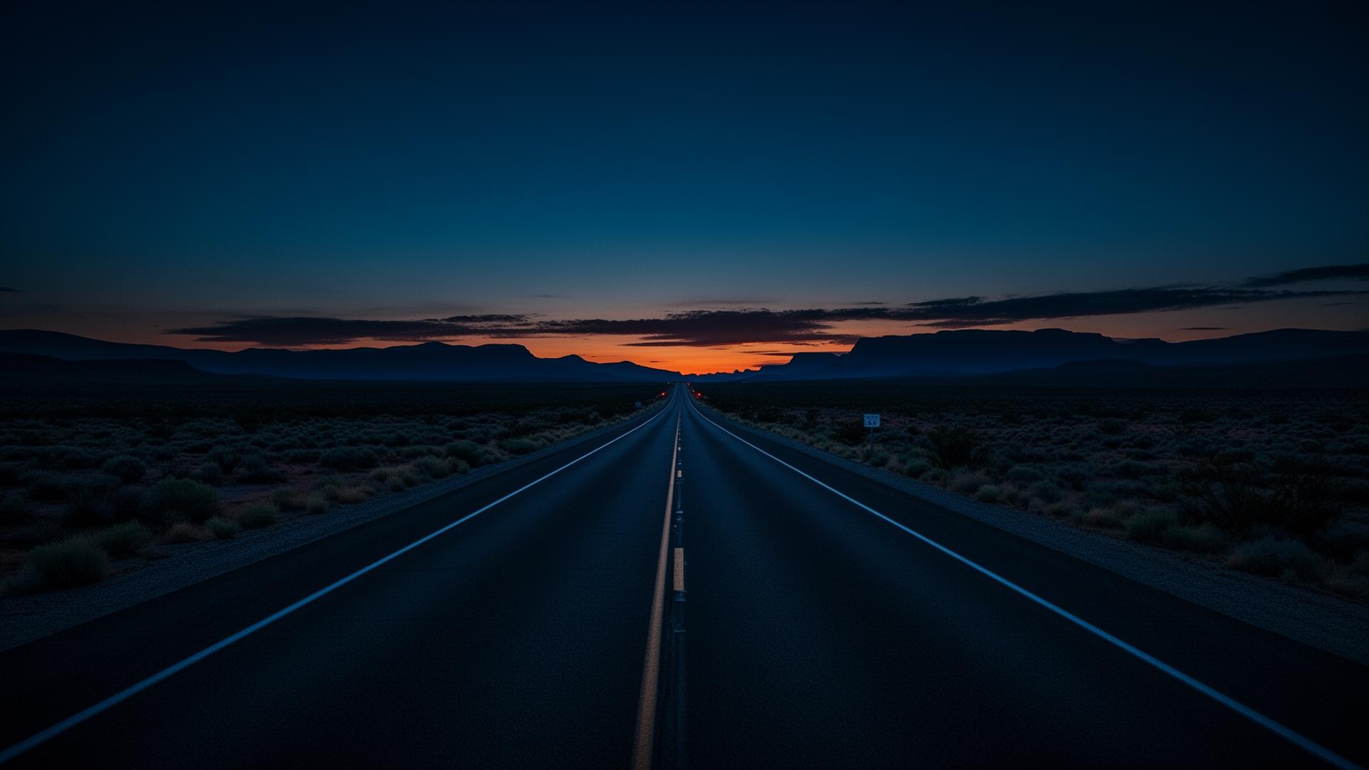 Route 66 highway at twilight